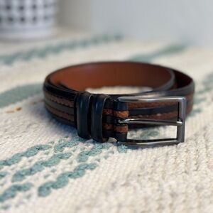 Crookhorn Woven Leather Belt | Black & Brown Braided |